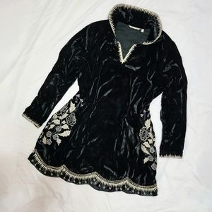 Soft Surroundings Embroidered Velvet Black Tunic sz.L